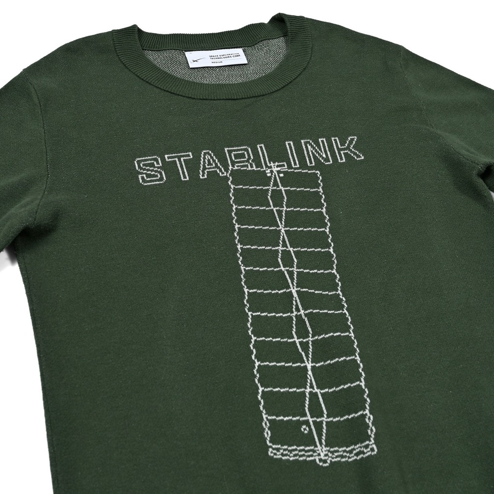 Official‎ SpaceX's Starlink Graphic Logo Sweater Sweatshirt Medium Green Rare